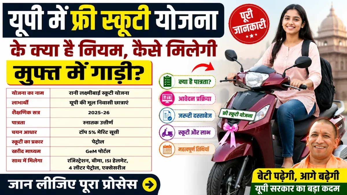 rani laxmibai scooty yojana up free scooty scheme | रानी लक्ष्मीबाई स्कूटी योजना
